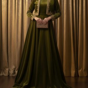 The Emerald Grove Velvet Lehenga Set