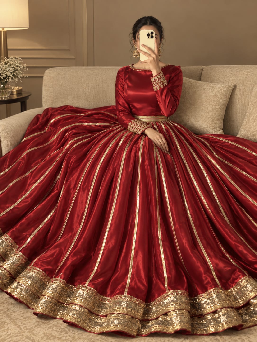 WhatsApp Image 2026-09-23 at 8.34.04 PM (1) EXTREME FLARED SILK FROCK - Image 1