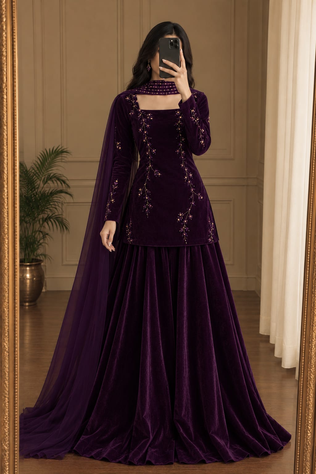 WhatsApp Image 2026-09-24 at 5.13.07 PM FRENCH VELVET SHRARA SET. - Image 1