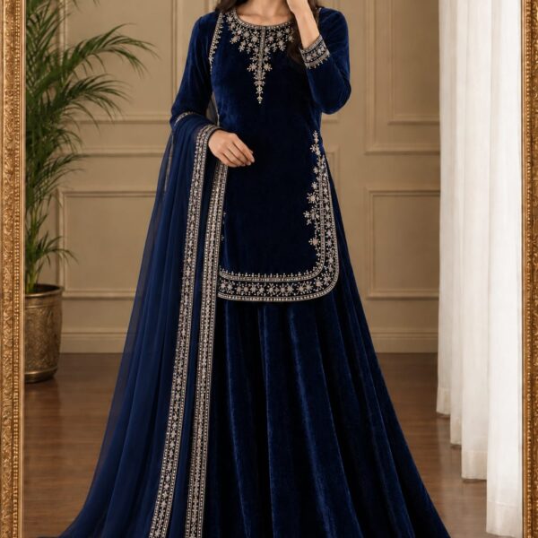 NAVY BLUE SHRARA SET.